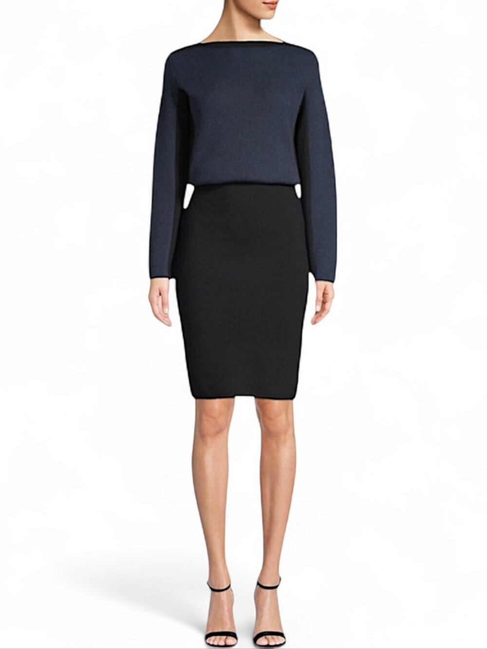 Alaïa Navy Black Colorblock Blouson Wool Sweater Dress $3940 New NWT 40 8